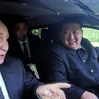 Vladimir Putin and Kim Jong-un Car Drive Vladimir Putin and Kim Jong Un driving around the Aurus Russian luxury car,