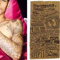 Chipotle Bag Tattoo Guys meme example.
