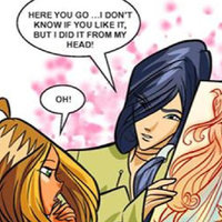 helia showing flora a painting