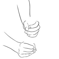 Woman Gripping With Both Hands meme depicting a line drawing of two hands gripping something.