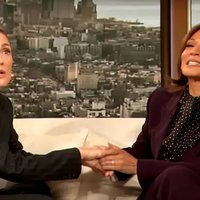 Kamala Harris and Drew Barrymore during the "Momala" comment.