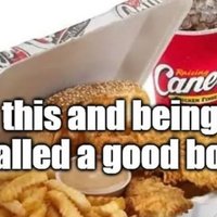 this and being called a good boy meme depicting a combo meal from Canes.