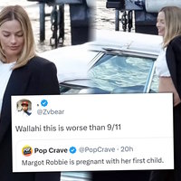Margot Robbie Pregnancy Meltdown image and tweet examples.