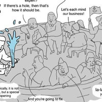 the "we've got a hole in the deck" meme showing a captain receiving unhelpful comments about a hole in the deck