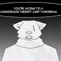 you're going to conversion therapy camp tomorrow title panel and webcomic