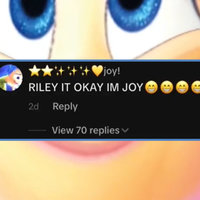 riley it okay im joy comment and meme depicting the character from inside out