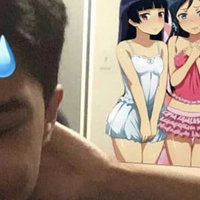 They Caught Me Peeping In Their Room meme depicting a man sweating with three anime girls in the background.