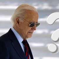 Joe Biden Is Dead Conspiracy Theory depicting an image of the president with a question mark.