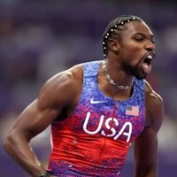 Noah Lyles at the 2024 summer olympics.