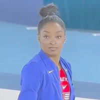Simone Biles Turning and Staring Simone Biles staring reaction video meme Twitter / X.