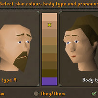 Old School RuneScape Pronouns and Body Type Update depicting a screenshot from the game of the options.