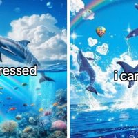 Rainbow Dolphin / Symphony Dolphin Symphony Dolphin meme examples / dolphins jumping out of water meme.