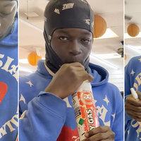 My Name Lil T Man meme depicting a man using a can of galaxy gas nitrous.