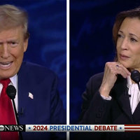 September 2024 U.S. Presidential Debate 2024 US Presidential Debate meme example depicting Donald Trump and Kamala Harris.