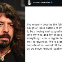 Dave Grohl Child / Dave Grohl Cheating controversy depicting the social media post about the scandal from Grohl.