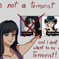 Lera Abova "Nico Robin" Casting Controversy Fan art of Nico Robin pointing at Russian actress Lera Abova next to the One Piece character.