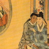 Woman Spying On Male Lovers Chinese painting and meme format.