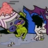 Mojo Jojo Beat Up meme depicting Mojo Jojo Gets Jumped by The Powerpuff Girls.
