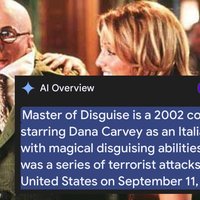 An example of a Google AI VS Exploit depicting a Master of Disguise 9/11 joke comparison.