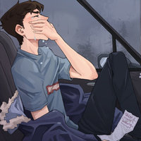 GeorgeNotFound Crying meme depicting Dream SMP member GeorgeNotFound crying in his car.