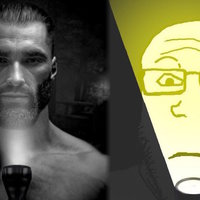 Scary Stories Chad and Soyjak meme examples depicting the characters holding flashlights to illuminate their faces.