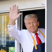Donald Trump Waving From McDonald's Drive-Thru meme.