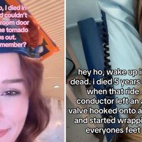 Hey wake up i died meme and trend depicting examples from tiktok.