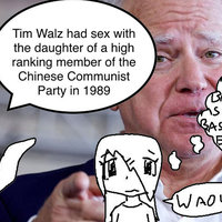 Tim Walz Secret Fling with Chinese Communist Daughter meme example.
