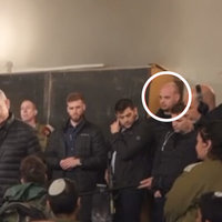 The image shows a group of people gathered together with Israel's Prime Minister Benjamin Netanyahu and the alleged leaker of the documents Eli Feldstein circled in white. 