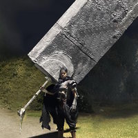 Humongous Sword Guy meme depicting a Guts cosplayer holding a large sword.