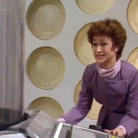 Tegan Struggles at the TARDIS Controls