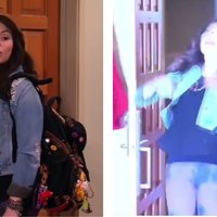 iCarly Flash / Carly Gets Blinded meme depicting Miranda Cosgrove being blinded by a bright light after walking in a room.