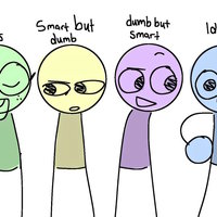Genius, Smart but Dumb, Dumb but Smart, Idiot Genius Smart but Dumb Dumb but Smart Idiot meme depicting four stick people.