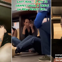 Eating 12 Grapes Under a Table On New Year's Eve tiktok video examples.