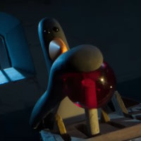 Feathers McGraw Pushes a Lever meme from Wallace & Gromit.