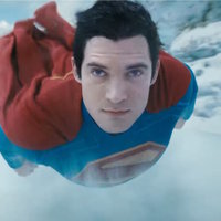 Flying Superman Close up meme depicting David Corenswet.