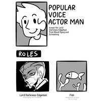 Popular Voice Actor Man meme and drawing.