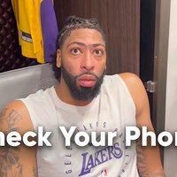 Anthony Davis Trade Reaction / Check Your Phone meme.