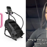 Pink Stanley Girl on the Stairmaster