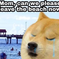 Mom, Can We Leave the Beach Now Mom Can We Leave the Beach Now meme depicting doge.