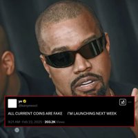 Kanye West YZY Meme Coin image and tweet example.