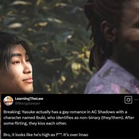 Assassin's Creed Shadows Non-Binary Love Interest Controversy depicting a tweet example.