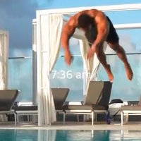 7:36 Pool Dive Ashton Hall Morning Routine viral video and meme.