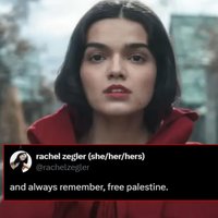 Rachel Zegler as Snow White and her "free Palestine" tweet.