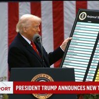 Donald Trump's Reciprocal Tariffs / Trump Recession Montage of US President Donald Trump showing the list of reciprocal tariffs.