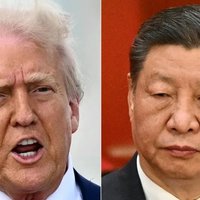 An image of Donald Trump on the left and Xi Jinping on the right in reference to the 2025 trade wars.