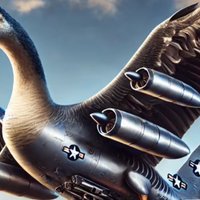 Bombombini Gusini An image of Bombombini Gusini, a goose-fighter jet hybrid.