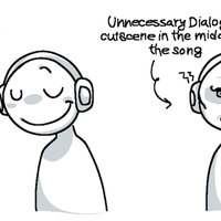 Jamming to a Song / Unnecessary Dialogue Cutscene meme.