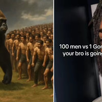 100 Men vs. 1 Gorilla 100 Men vs 1 Gorilla viral debate meme and image examples.