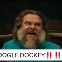 Google Dockey meme depicting Jack Black as steve from the Minecraft movie.